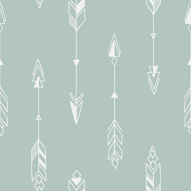Seamless hand drawn geometric tribal pattern with arrows.