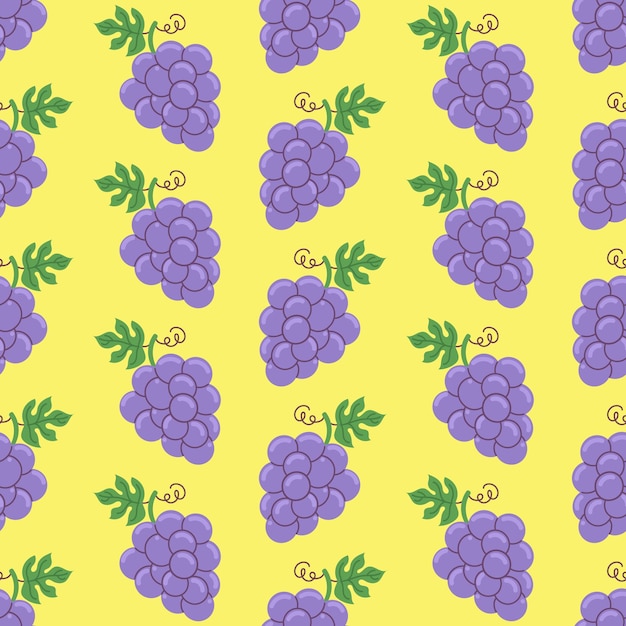 seamless hand drawn pattern purple grape vector pattern