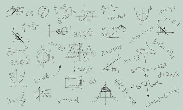 seamless mathematical background shapes in black against green bg