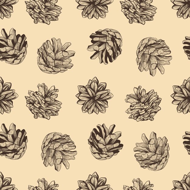 seamless natural pattern background design with pine cones vector illustration