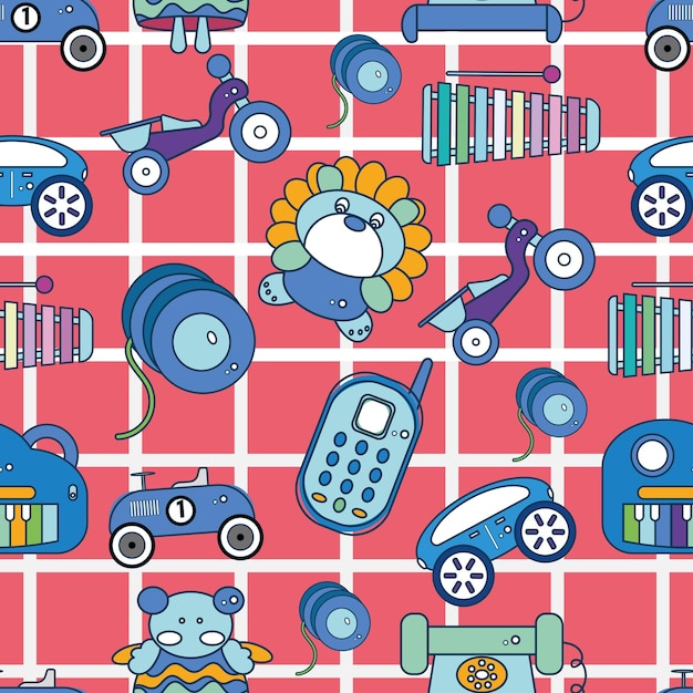 seamless pattern background with toy icons vector