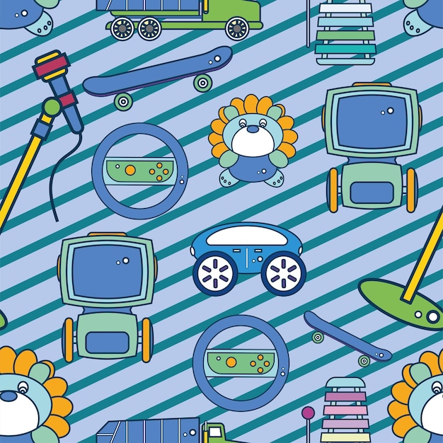 seamless pattern background with toy icons vector
