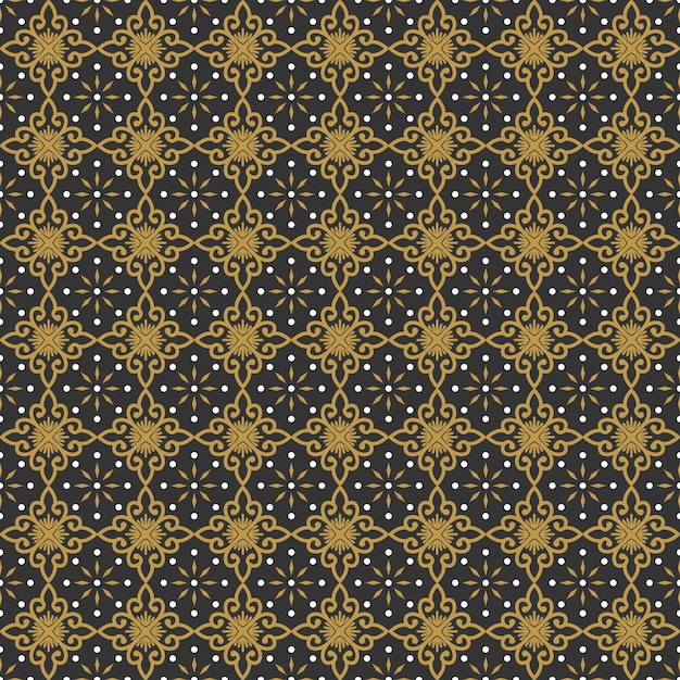 seamless pattern batik with gold and black color