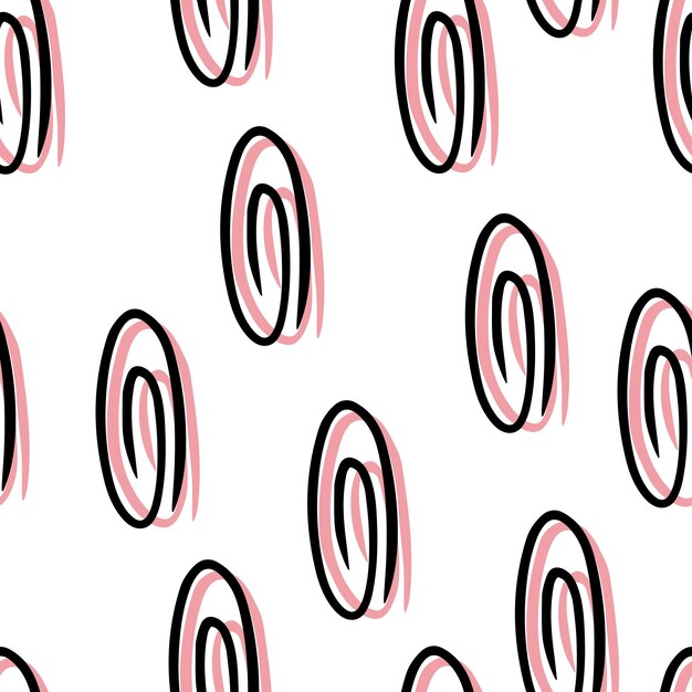 Seamless pattern Doodle paper clip Back to school Office supplies