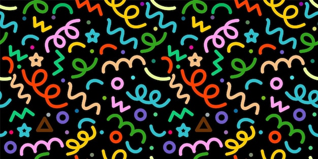 seamless pattern fun colorful line doodle