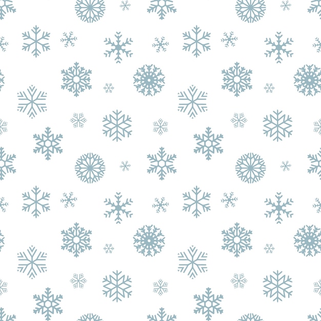 seamless pattern, gentle blue snowflakes on a white background. christmas background, print, vector