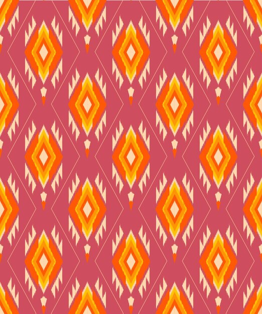 Seamless pattern ikat red color style Aztec mexican navajo Vector Tribal vintage ethnic seamless