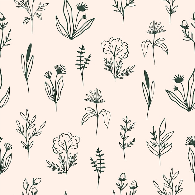 Seamless Pattern in Floral Style for Design on Light Background. Vector Illustration