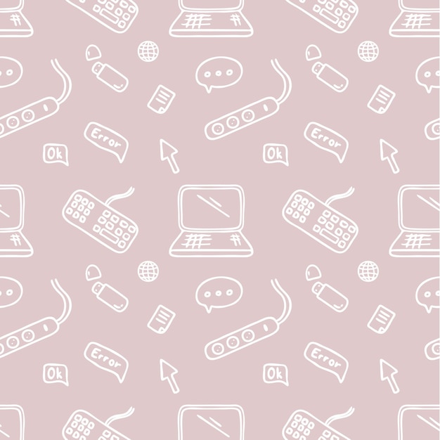 Seamless pattern Laptop and keyboard Digital technologies
