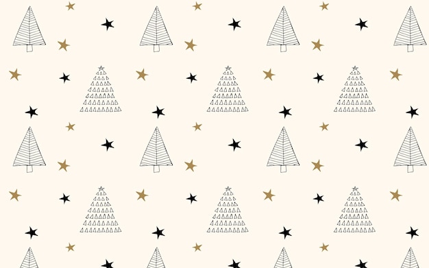 seamless pattern new Year's pattern Christmas trees snowflakes background style gift wrapping