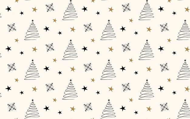 seamless pattern new Year's pattern Christmas trees snowflakes background style gift wrapping