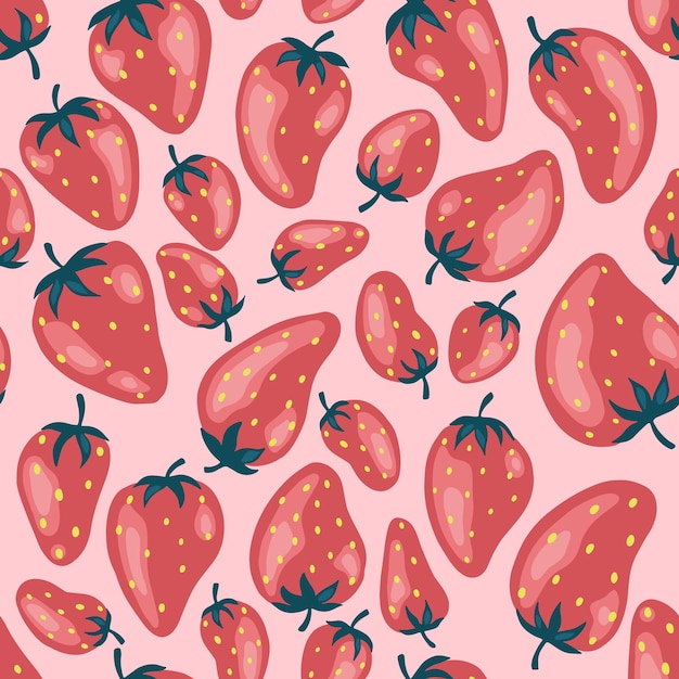 Seamless pattern of fresh strawberry background Used for magazine bookcard menu cover web pages