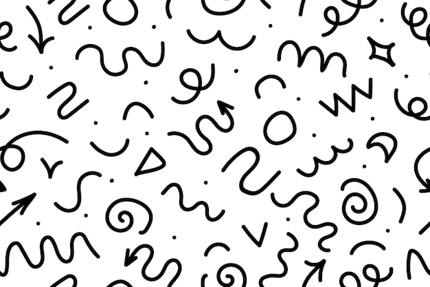 seamless pattern of straight and wavy marker lines highlighting elements illustrations