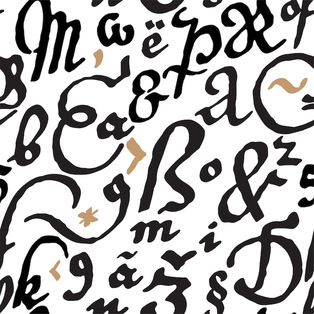 seamless pattern ornament in the gothic style black calligraphy on a white background