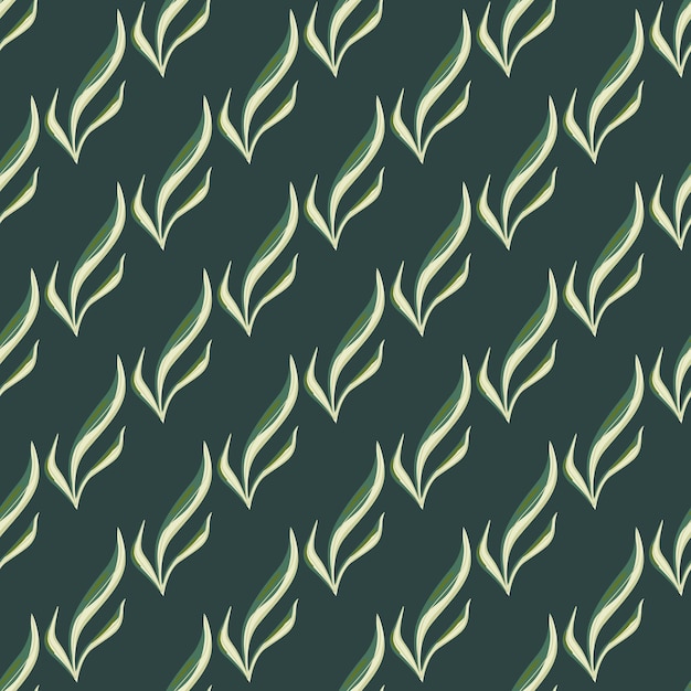 Seamless pattern seaweed on dark teal background. Marine flora templates for fabric. Design vector illustration. For seasonal textile prints, banners, backdrops and wallpapers.