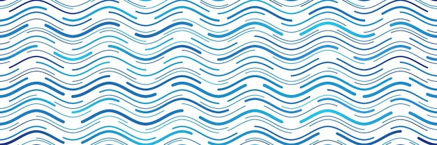 Seamless pattern wavy lines sea waves stylization background