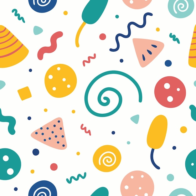 seamless pattern with abstract shapes and colorful elements