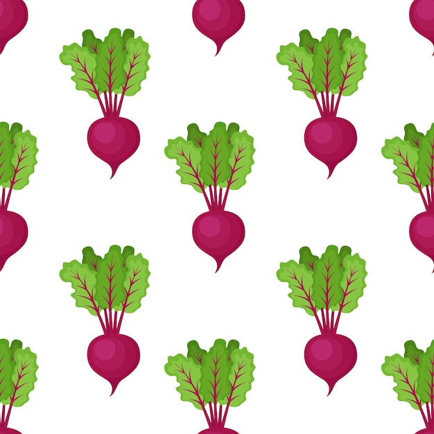 Seamless pattern with beetroots. Vegetable background, vector illustration