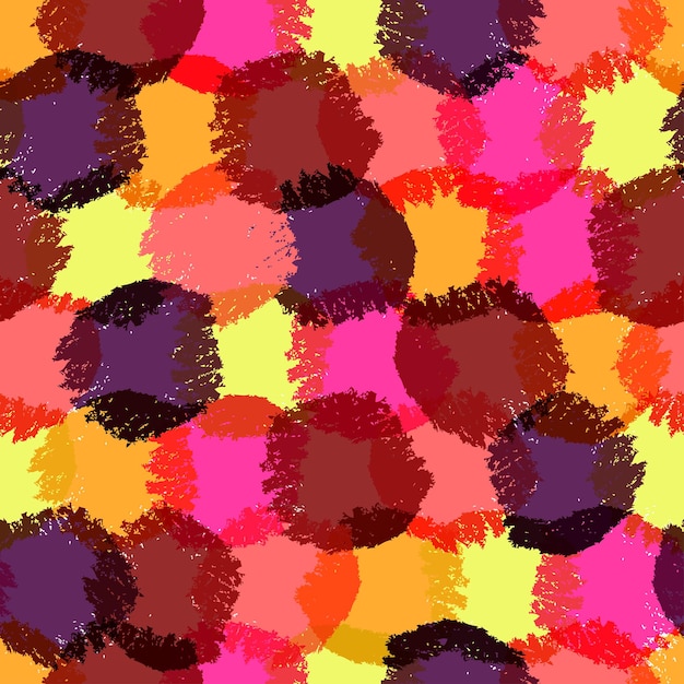 Seamless pattern with brush colorful circle Polka dot background Simple vector illustration