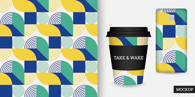 seamless pattern with colorful geometric shapes