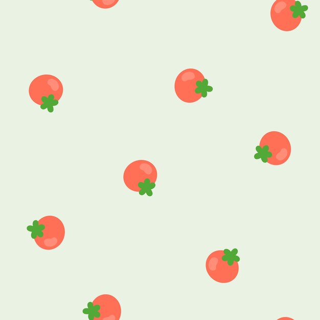 Seamless pattern with cute tomatoes and green background