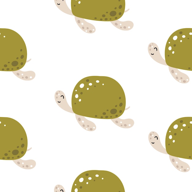 seamless pattern with cute turtles in scandinavian style for childrens print