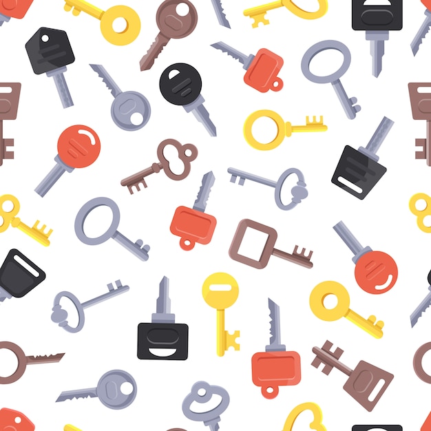 seamless pattern with different keys. pattern with color key for open lock or door vector illustration