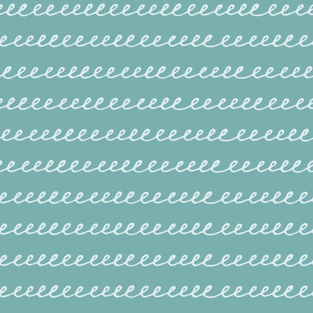 Seamless pattern with hand drawn spiral lines handwriting imitation on blue background