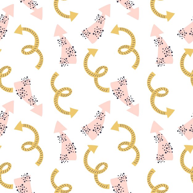 seamless pattern with handdrawn wavy arrows and texture vector illustration