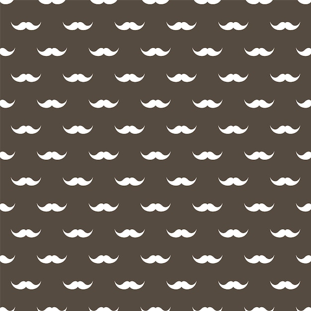 Seamless pattern with mustache silhouette Vintage retro background with mustaches Facial hair hipster beard Vector illustration