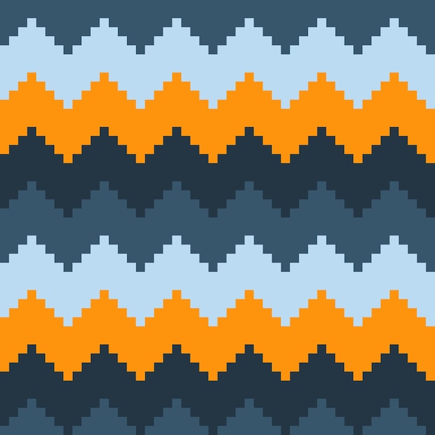 Seamless pattern with orange and blue chevron
