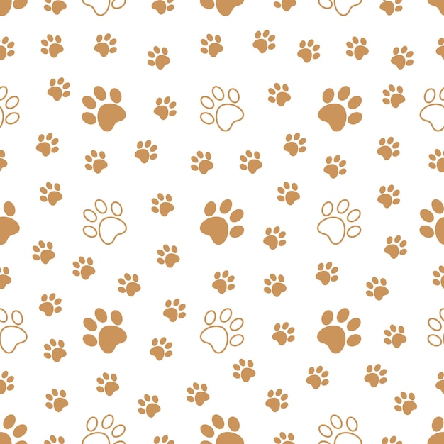 seamless pattern with paw print on white background animal print vector illustration
