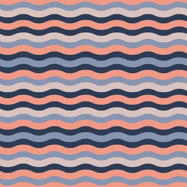 Seamless pattern with pink and blue wavy lines