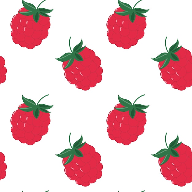 Seamless pattern with raspberries Fruits and berries background Vector illustration cartoon flat