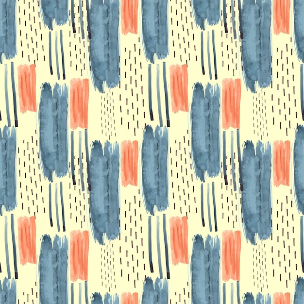 Seamless repeat pattern with blue brush strokes and dot texture on white background Creative and