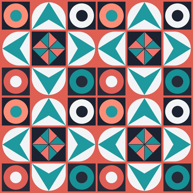 Seamless Retro Bauhaus Design with Bold Shapes