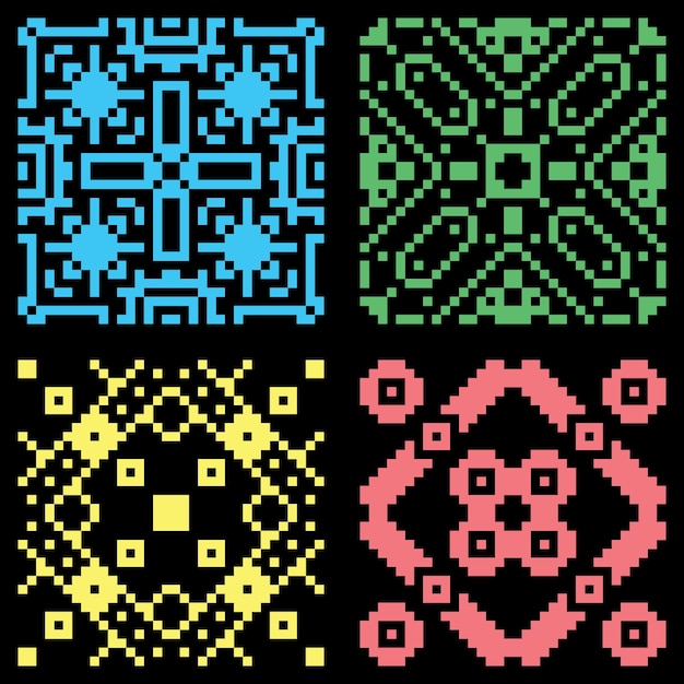 seamless set pixel abstract colorfull pattern