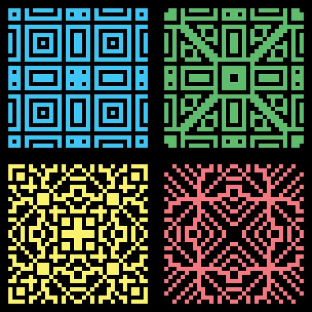seamless set pixel abstract colorfull pattern