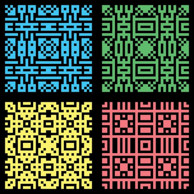 seamless set pixel abstract colorfull pattern