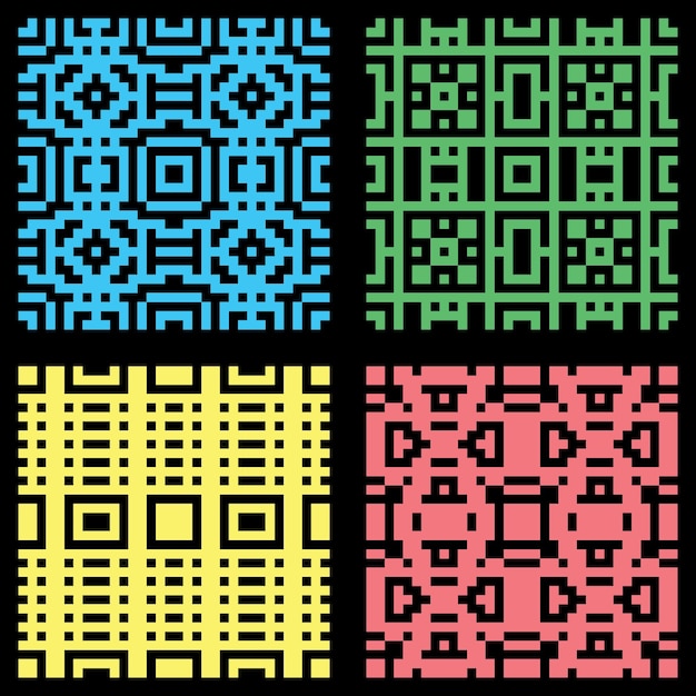 seamless set pixel abstract colorfull pattern