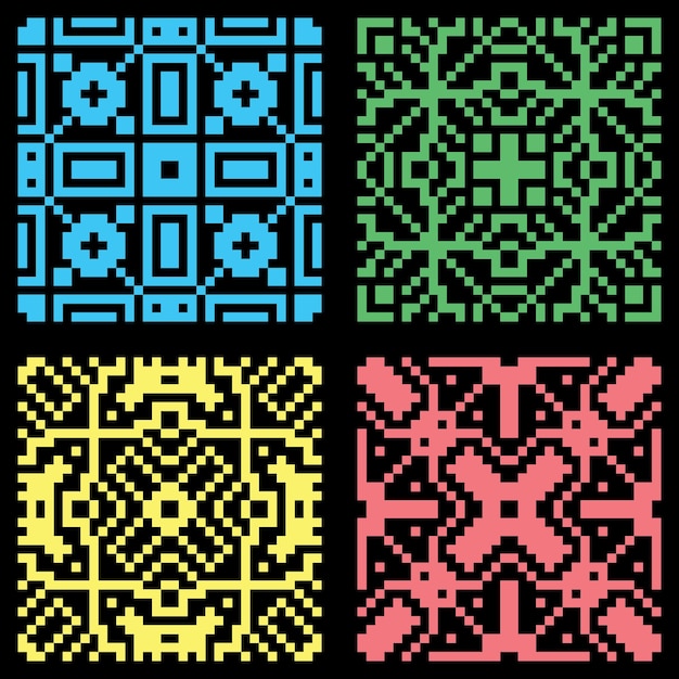 seamless set pixel abstract colorfull pattern