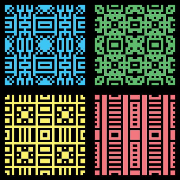 seamless set pixel abstract colorfull pattern