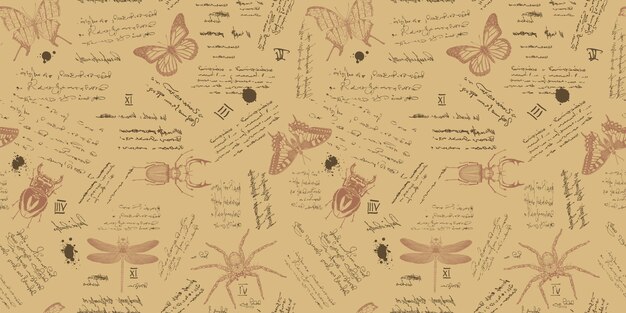 seamless textured background in the style of notes from an entomologist