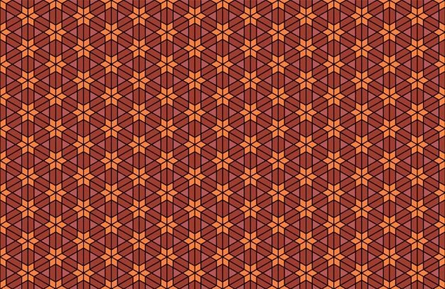 Seamless traditional Japanese ornament Kumiko. Colored figures on black background.