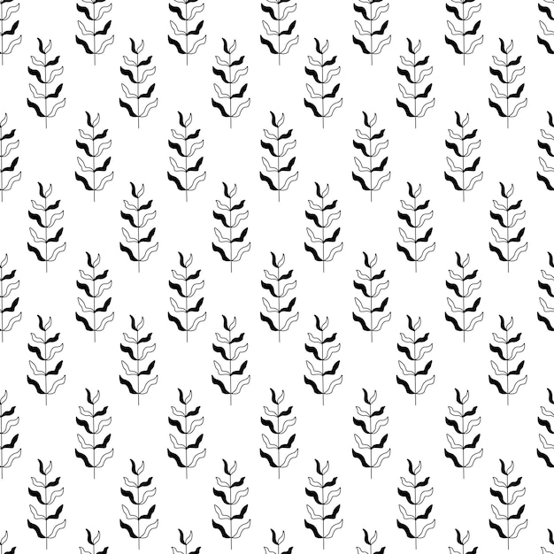 Seamless vector pattern of plants flowers On a white background