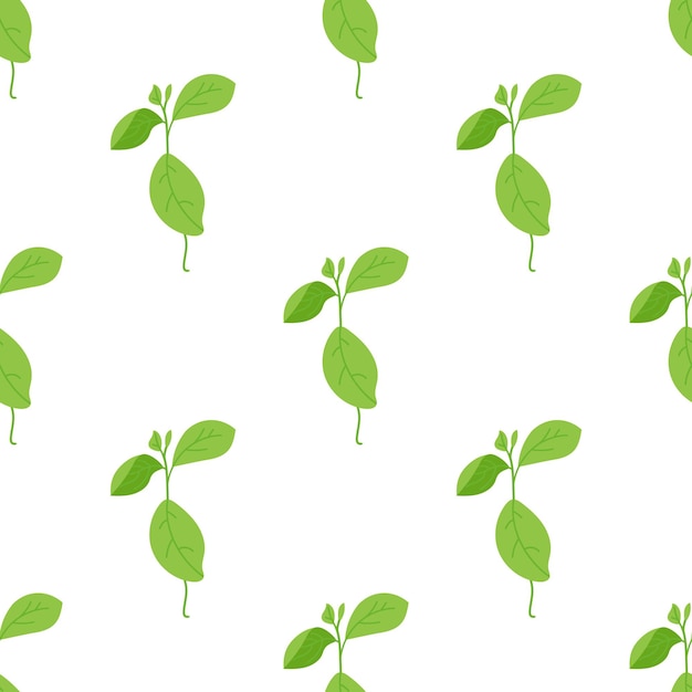 Seamless vector texture with green sprout Spring vector illustration