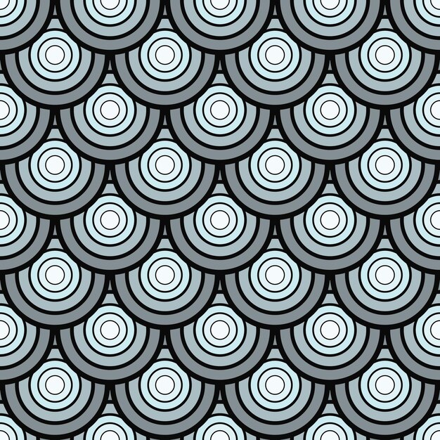 Seamless vintage pattern of overlapping shells in art deco style