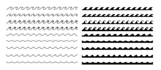 Seamless wave pattern set Water waves