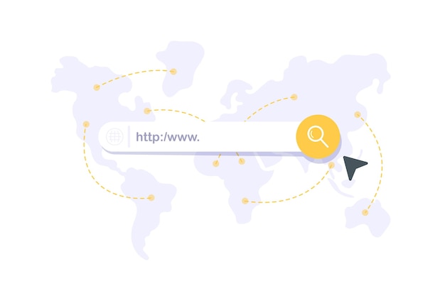 search bar,address and navigation bar,business concept search www http pictogram