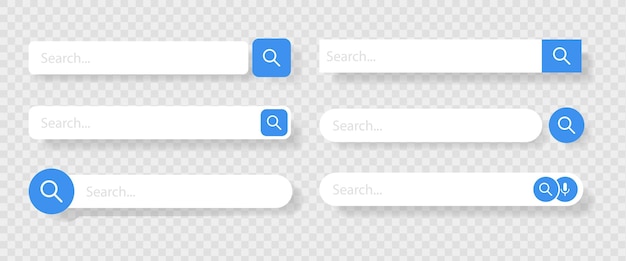 Search Bar for ui design and web site on a white background Search Address and navigation bar icon Collection of search form templates for websites vector illustration
